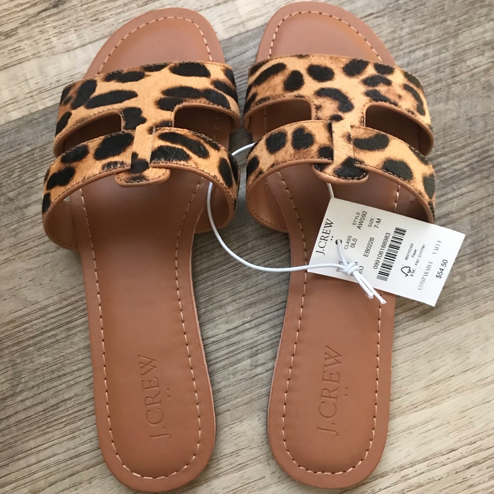 New JCrew calf hair slides